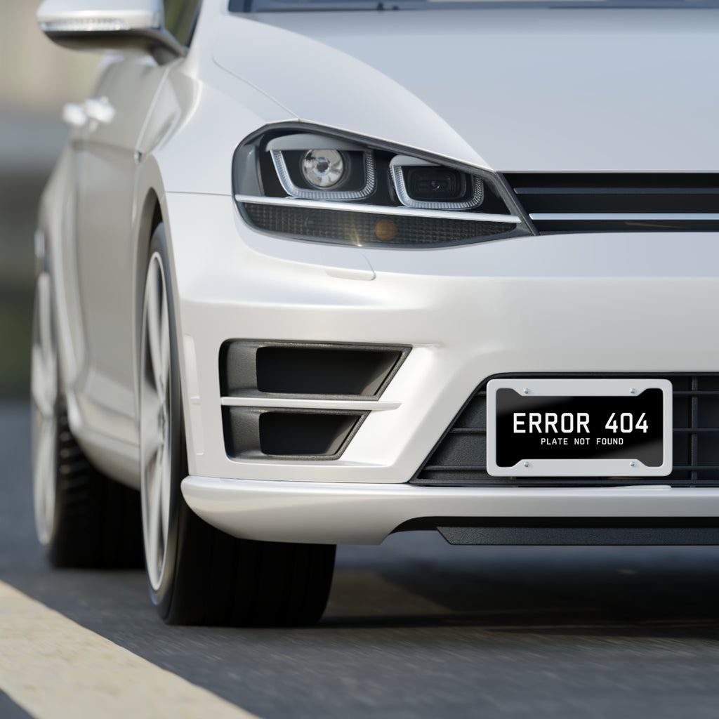 Error 404 License Plate — 'Plate Not Found' Novelty Car Tag